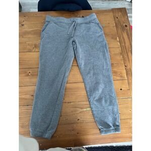 LL Bean Womens Joggers Gray Fleece Sweatpants Petite Medium Drawstring 447